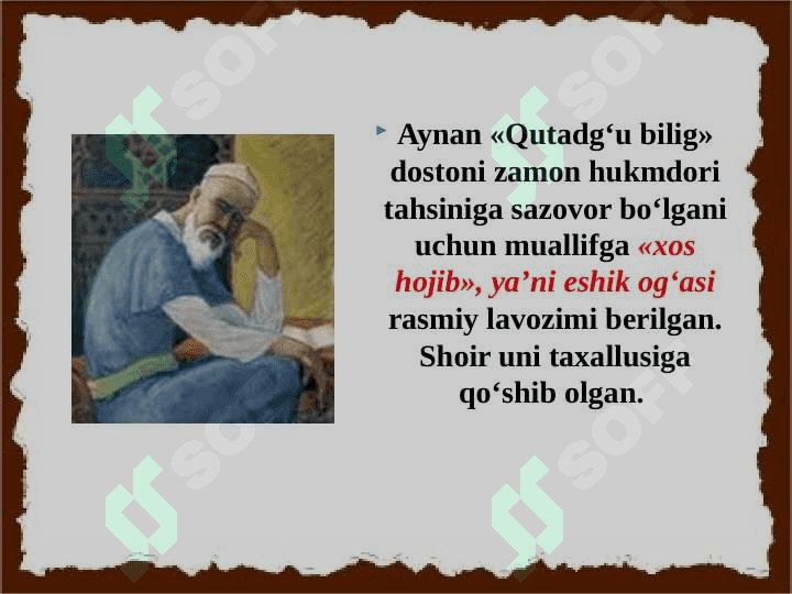 Yusuf Xos Hojibning hayoti va ijodi+ 3