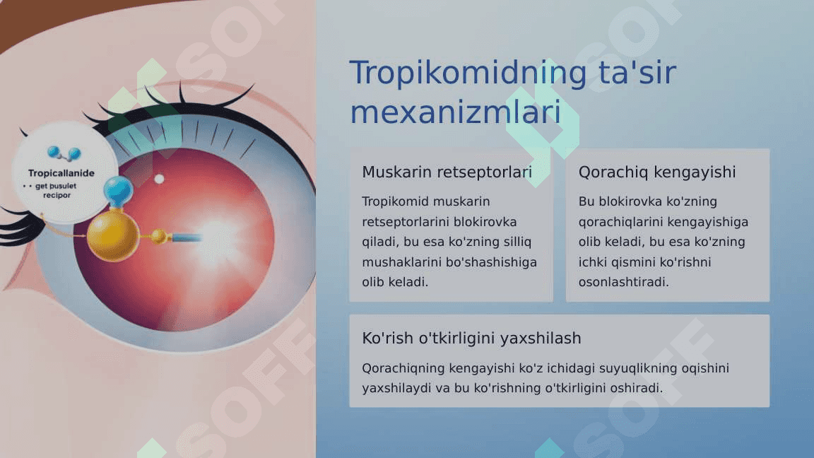 Tropikomid dori vositasining farmakologiyasi. 4
