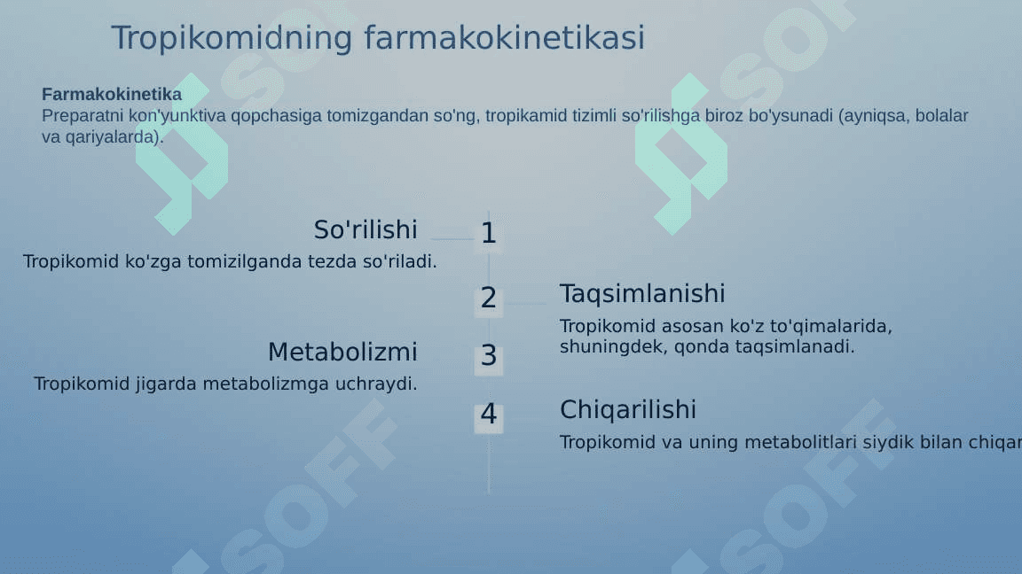 Tropikomid dori vositasining farmakologiyasi. 6