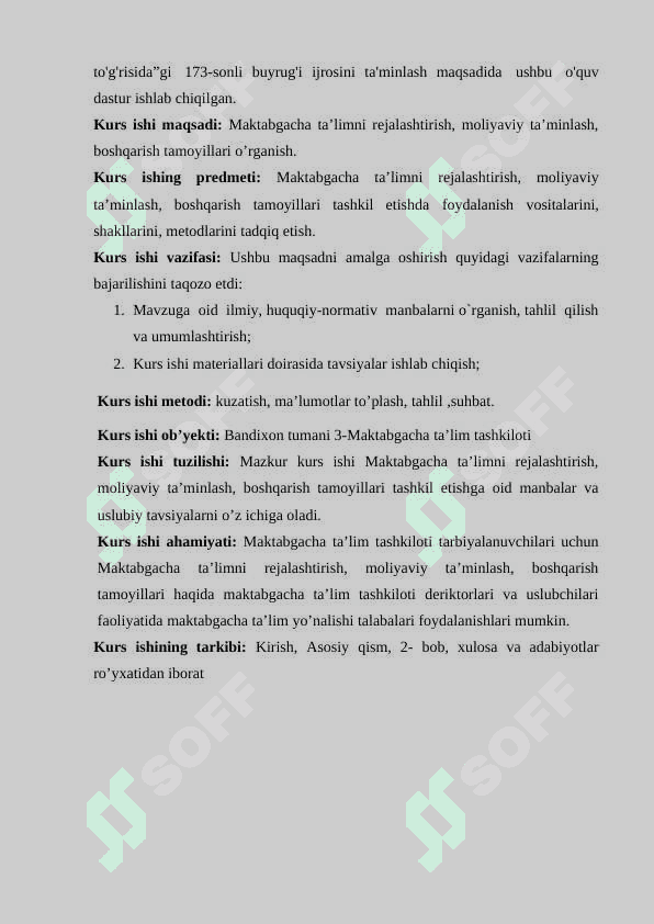 MAKTABGACHA TA’LIMNI REJALASHTIRISH, MOLIYAVIY TA’MINLASH, BOSHQARISH 4