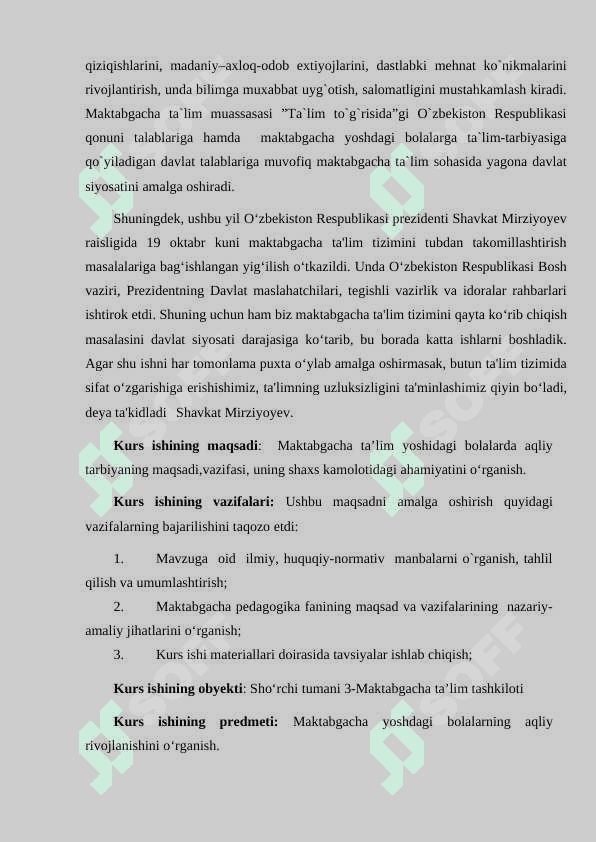 MAKTABGACHA YOSHDAGI  BOLALARNING AQLIY RIVOJLANISHI 3