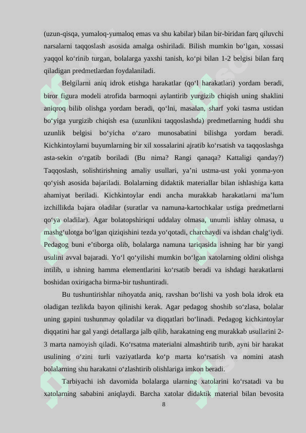 KICHIK GURUHDA MIQDORIY G‘OYALARNI SHAKLLANTIRISH METODIKASI 7