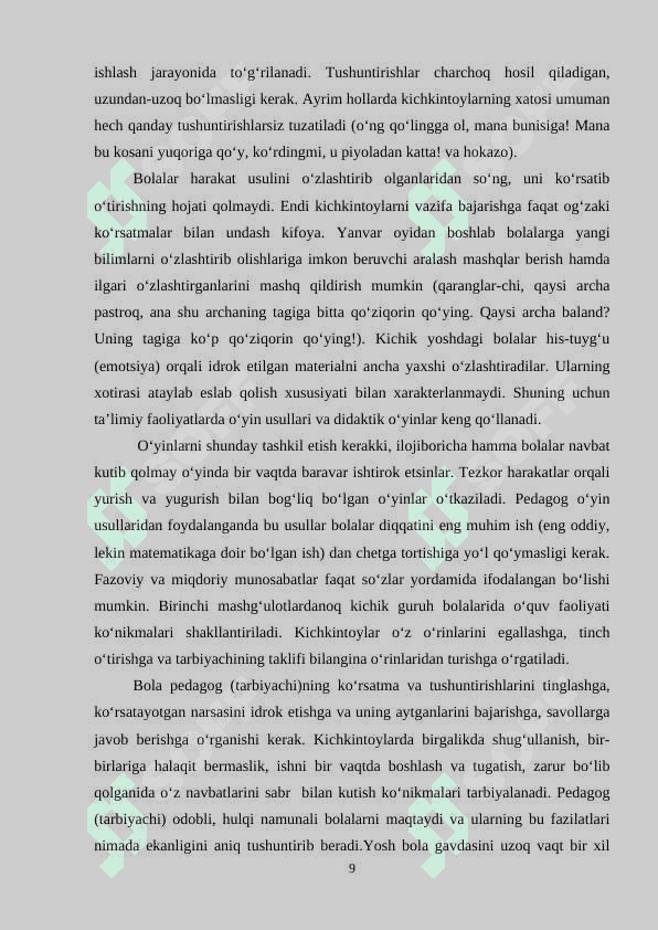 KICHIK GURUHDA MIQDORIY G‘OYALARNI SHAKLLANTIRISH METODIKASI 8