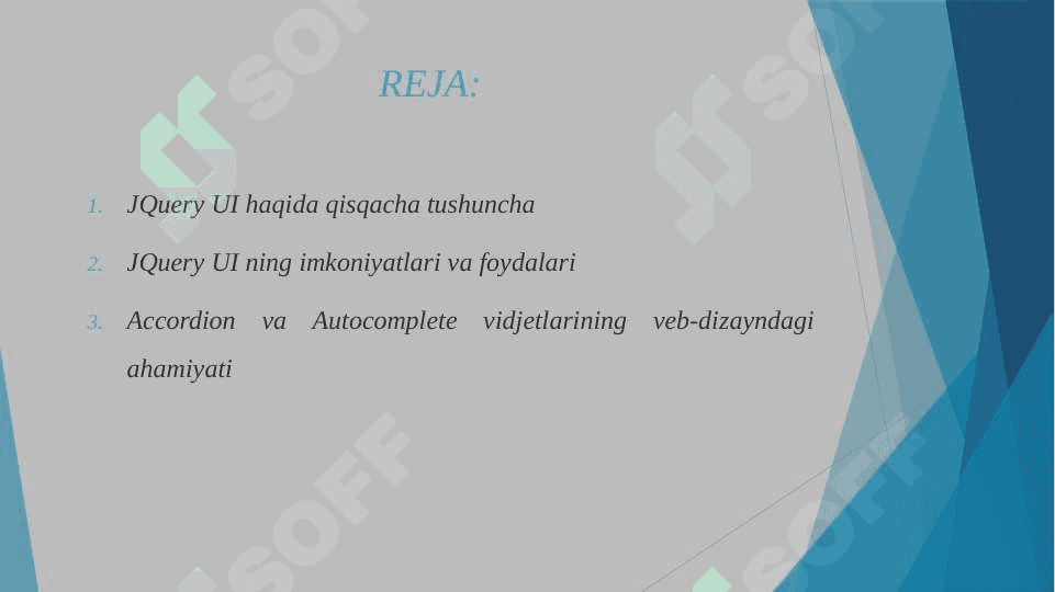JQuery Ui vidjetlari:accordion, autocomplete. Amaliy ko'rsatmalar 2