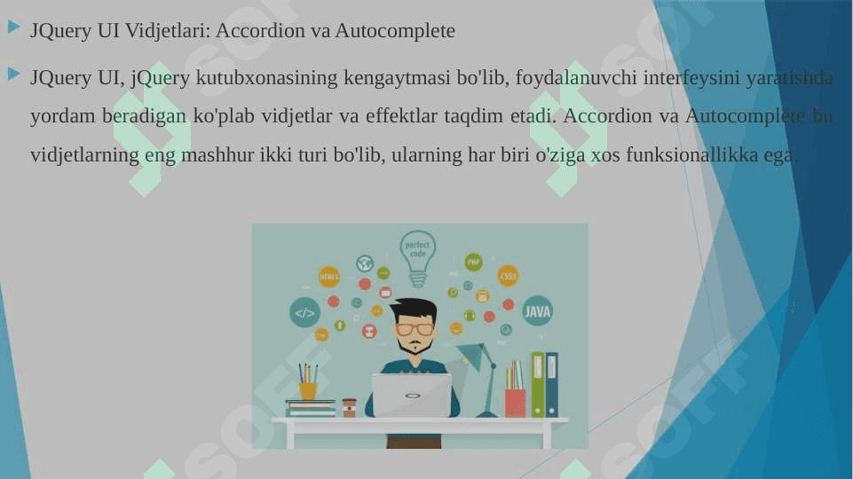 JQuery Ui vidjetlari:accordion, autocomplete. Amaliy ko'rsatmalar 8