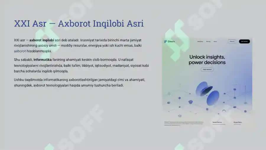 Informatikaning Axborotlashtirilgan Jamiyatdagi O'rni va Ahamiyati 2