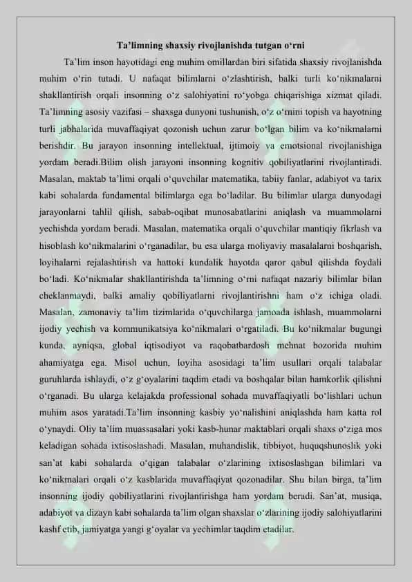 Hayot davomida ta’lim muvaffaqiyat vositasi sifatida 3