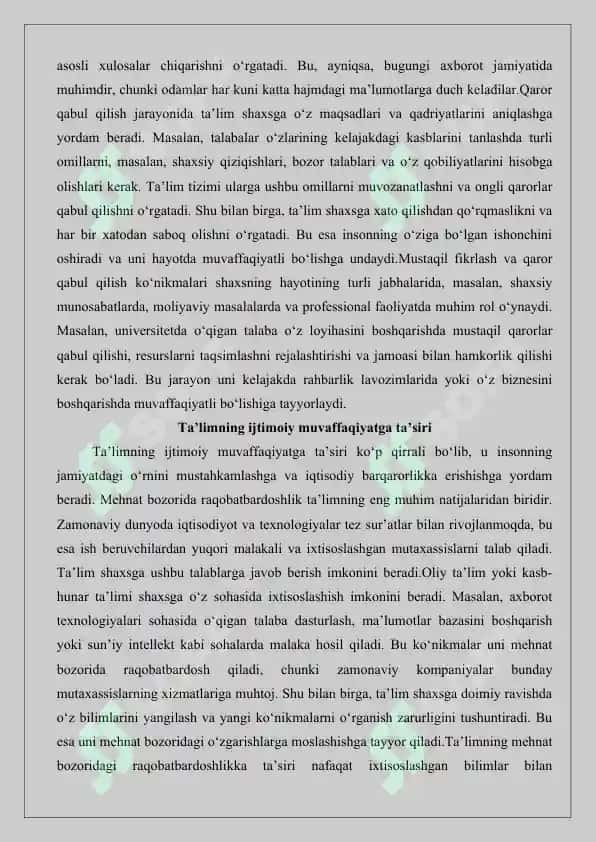 Hayot davomida ta’lim muvaffaqiyat vositasi sifatida 5