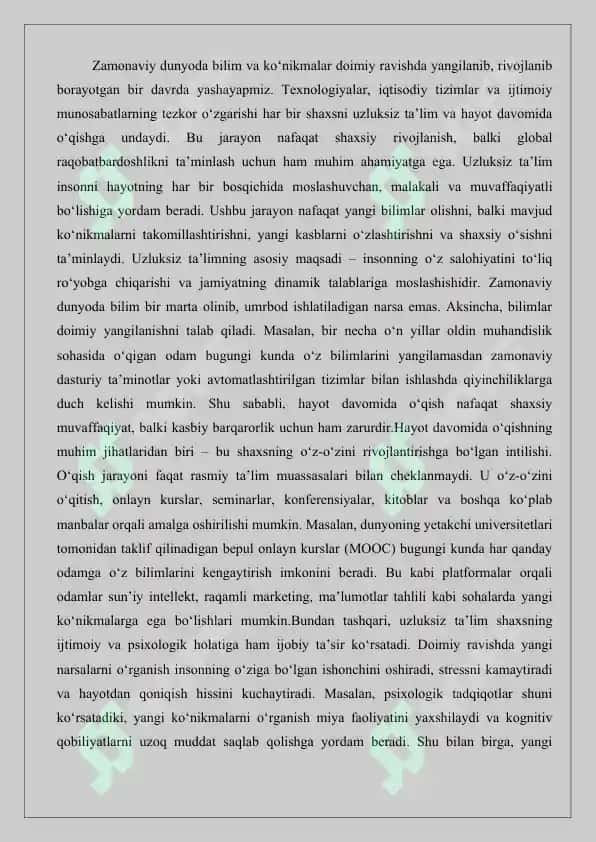 Hayot davomida ta’lim muvaffaqiyat vositasi sifatida 8