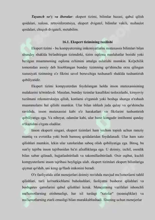 Ekspert tizimlari haqida ma'lumotlar 2