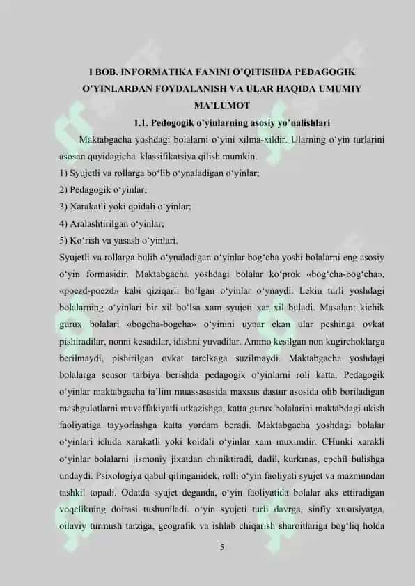 Informatika darslarida o’yinli texnologiyalardan foydalanish 5