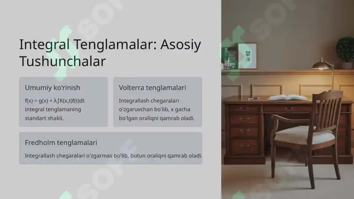 Oddiy differentsial tenglamalar bilan integral tenglamaorasidagi boglanishlar 4