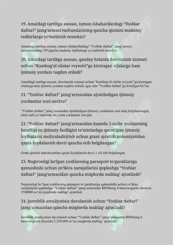Argos yoshlar yetachilariga tushadigan suhbat savol javoblari 150 ta savol javobi bilan 4