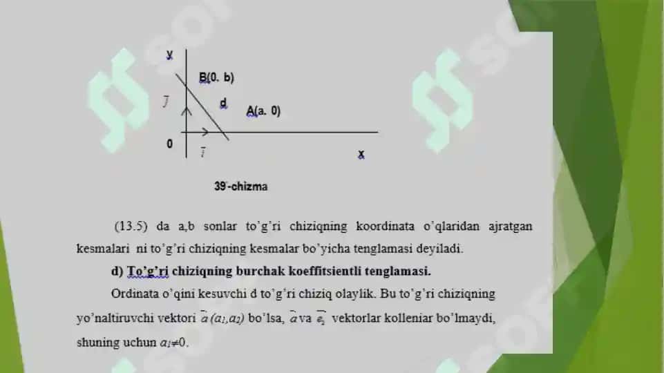 TEKISLIKDA TO’G’RI CHIZIQ VA ULARNING TENGLAMALARI 6