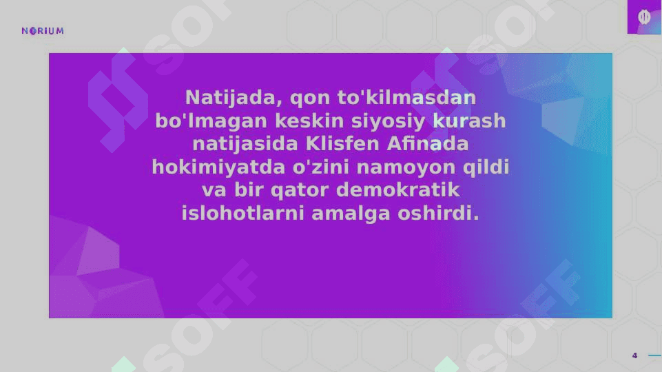 Afinada Klisfena  islohatlari 4
