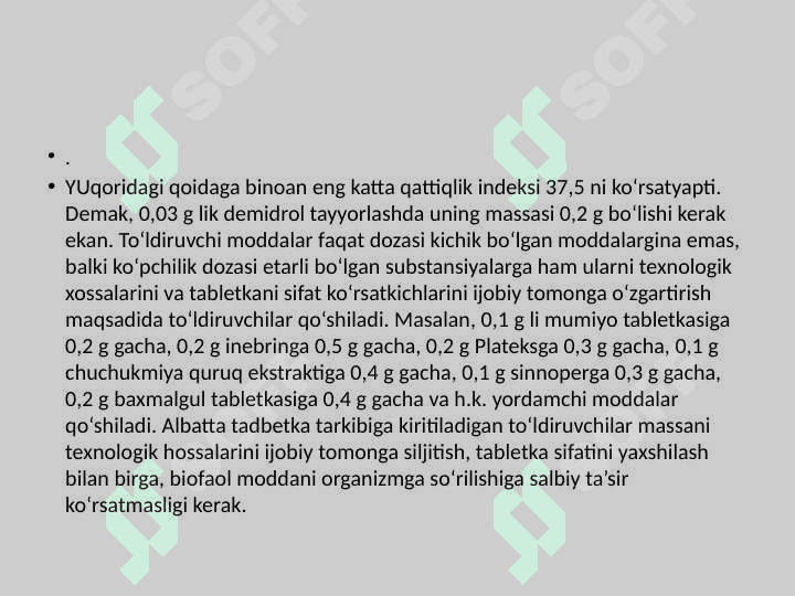 Tayyor dori preperatlarini ishlab chiqarishda ishlatiladigan yordamchi moddalar 7