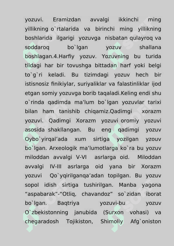 Qadimgi yozuvlar Xorazm, Kushon, Baqtriya, Oromiy yozuvlari 3