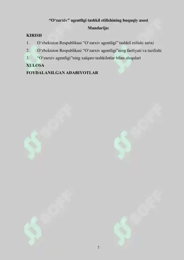 “O‘zarxiv” agentligi tashkil etilishining huquqiy asosi 2