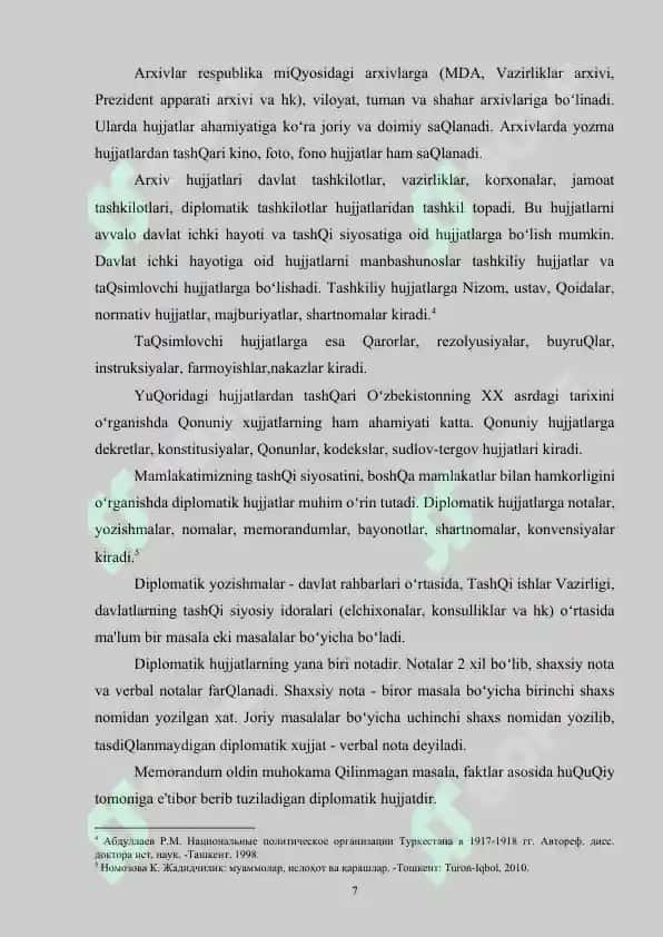 XX asr tarixini yorituvchi manbalar tavsifi (gazeta va jurnallar misolida) 7