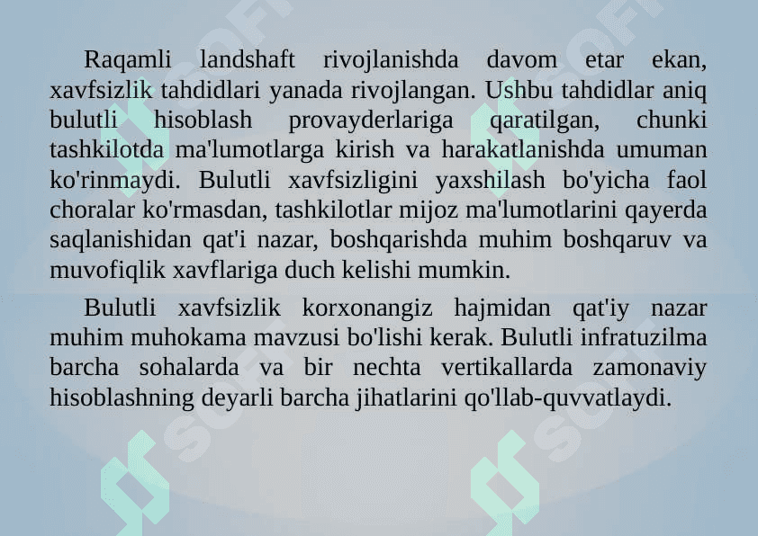 Clouddagi xavfsizliklarda ko'riladigan choralar 6