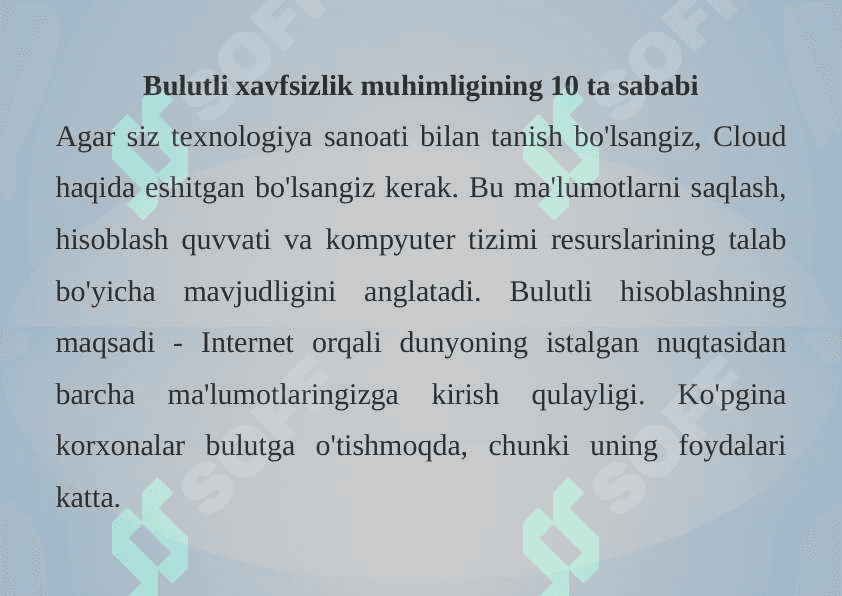 CLOUDDA XAVFSIZLIKNING AHAMIYATI 2
