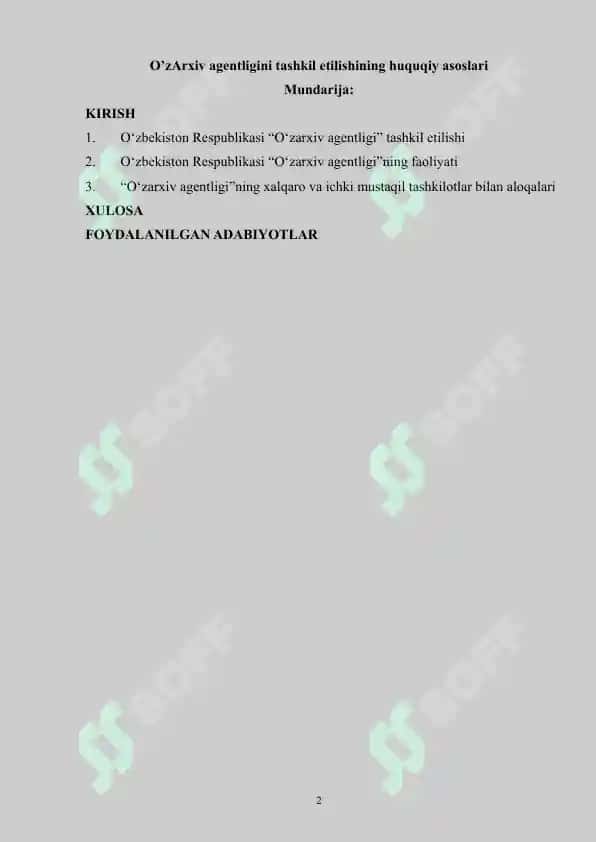 O'zArxiv agentligini tashkil etilishining huquqiy asoslari 2