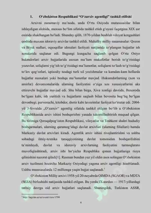 O'zArxiv agentligini tashkil etilishining huquqiy asoslari 4