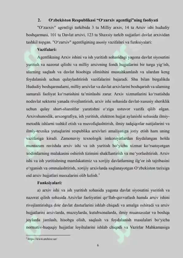 O'zArxiv agentligini tashkil etilishining huquqiy asoslari 6