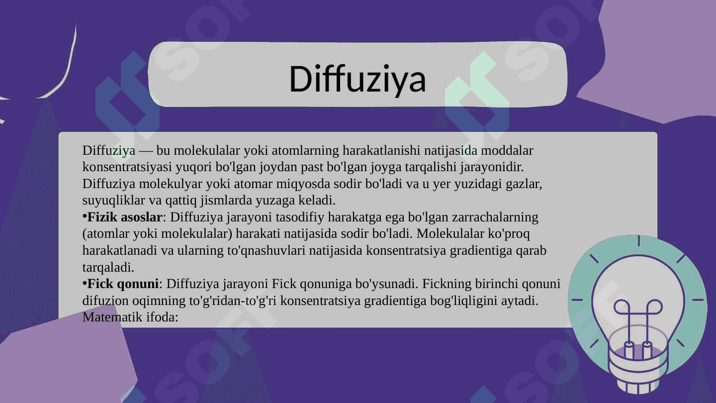 Ko'chish hodisalari. Diffuziya, issiqlik o'tkazuvchanlik  va qovushqoqlik. Fazoviy o'tishlar 3