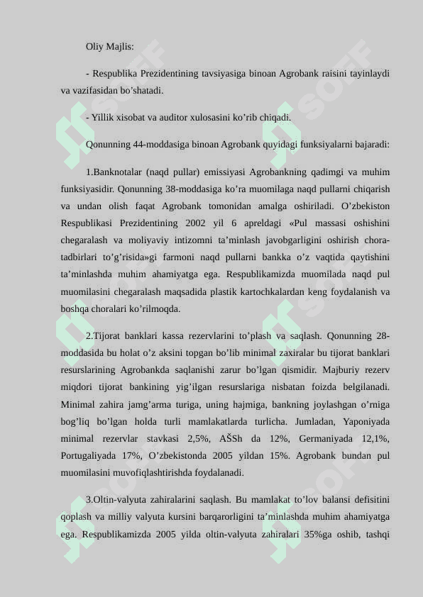 Agrobank va uning funksiyalari. Agrobank faoliyatining asoslari 3