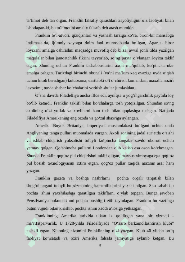 Benjamin Franklin hayoti va siyosiy faoliyati 7