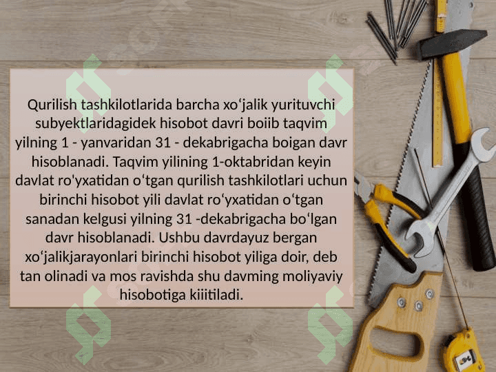 Qurilish tashkilotlarida moliyaviy hisobotlarni tayyorlash va tuzish 5