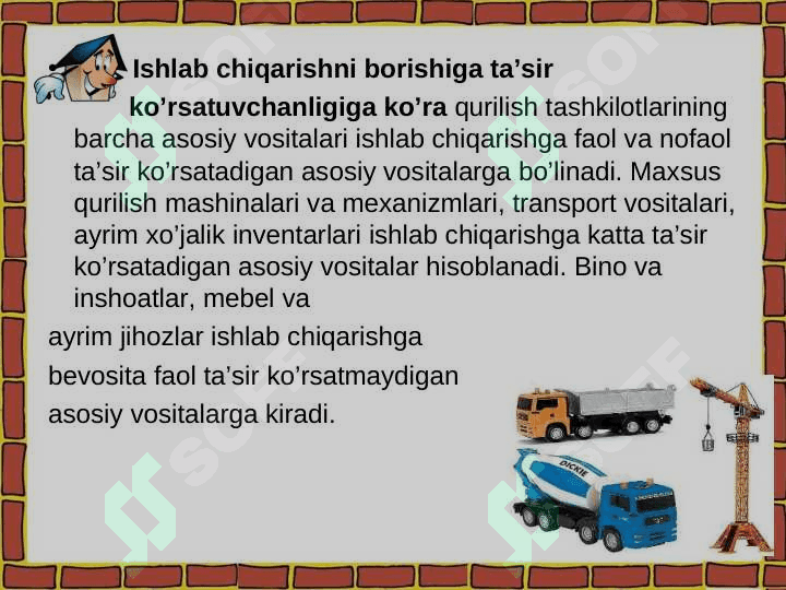 Qurilish tashkilotlarida asosiy vositalar hisobi 5