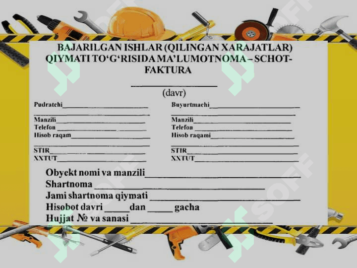 Qurilish ishlarini bajarishdan olingan daromadlarning hisobi. 3