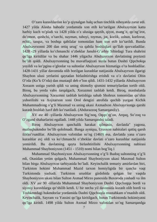 Binoyining "Shayboninoma" asari sifatida 7