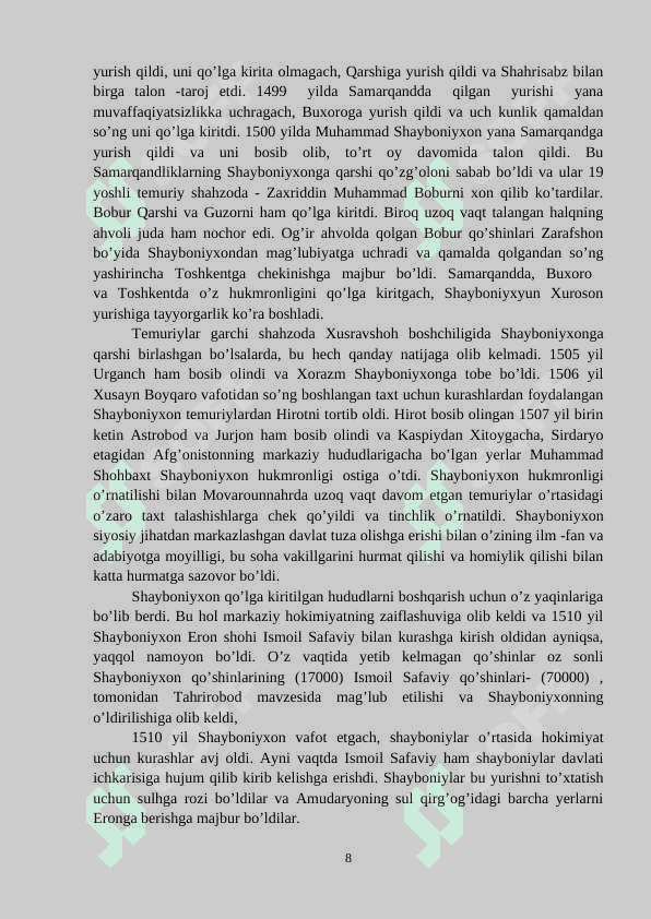 Binoyining "Shayboninoma" asari sifatida 8