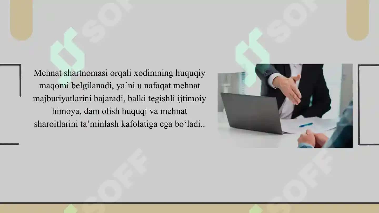 MAVZU: MEHNAT SHARTNOMASI TUSHUNCHASI . Taqdimot 4
