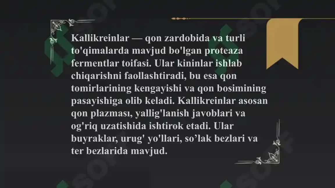 Kallikrein-kinin tizimi, klinik ahamiyati 5