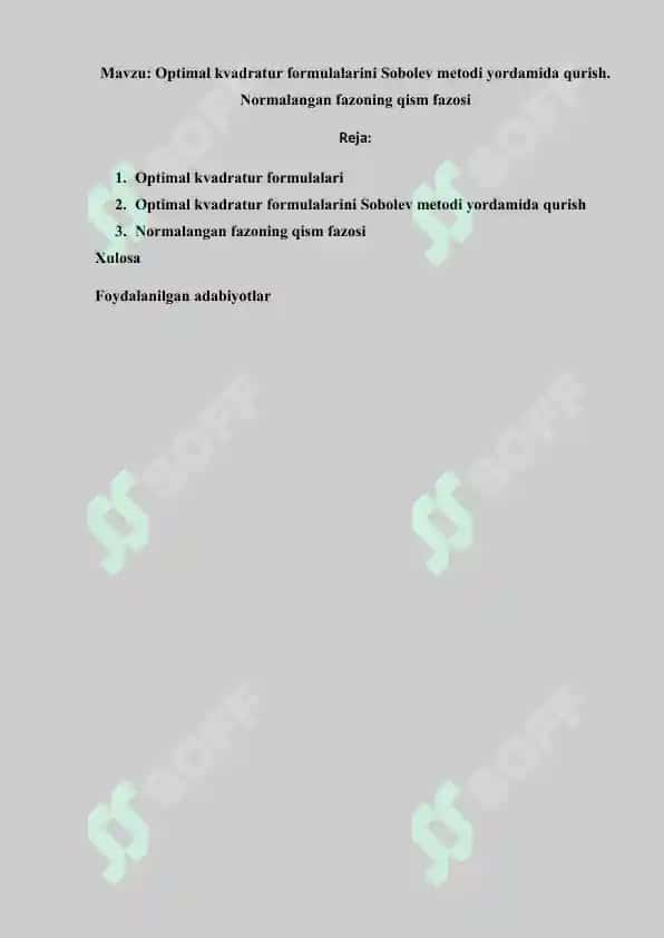 Optimal kvadratur formulalari 2