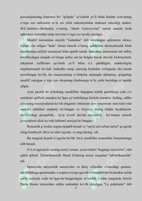 Realiyalarning Ispan tilida lingvistik va lingvokulturologik taxlili 8