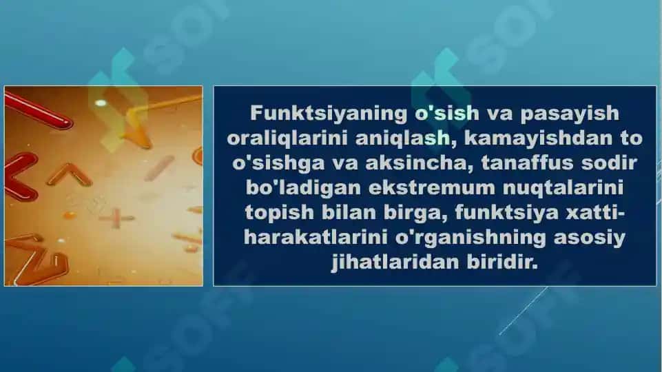 Funksiyaning oʻsish va kamayishi 2