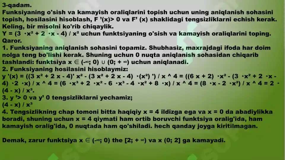 Funksiyaning oʻsish va kamayishi 4
