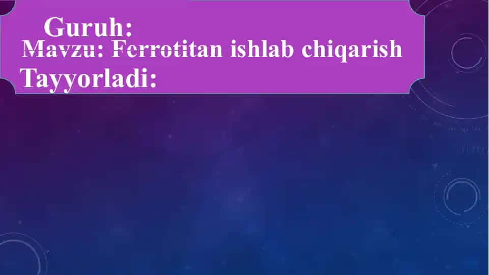 Ferrotitan ishlab chiqarish