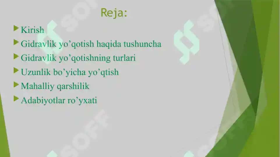 Gidravlik yo’qotishning ikki turi 3