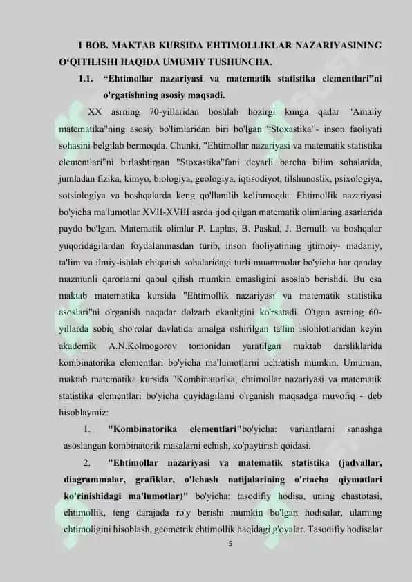 MAKTAB KURSIDA EHTIMOLLIKLAR NAZARIYASINING OʻQITILISHI 5