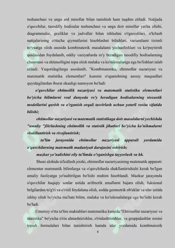 MAKTAB KURSIDA EHTIMOLLIKLAR NAZARIYASINING OʻQITILISHI 6