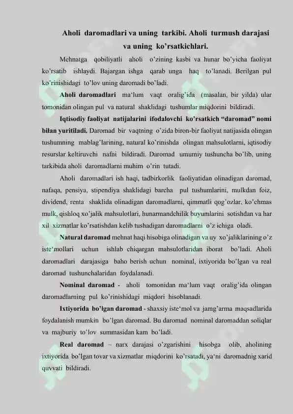 Aholi daromadlarini indeksatsiya qilish yo`llari 2