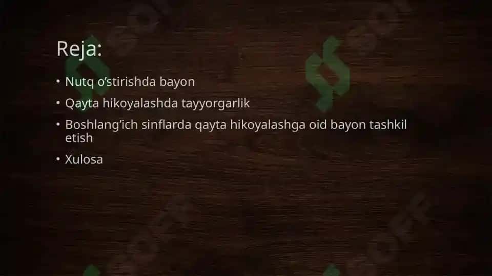 Bayon va tavziflash uchun tayyorgarlik matnlari 2