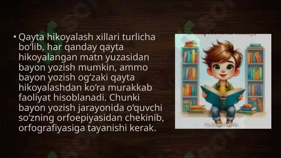 Bayon va tavziflash uchun tayyorgarlik matnlari 4