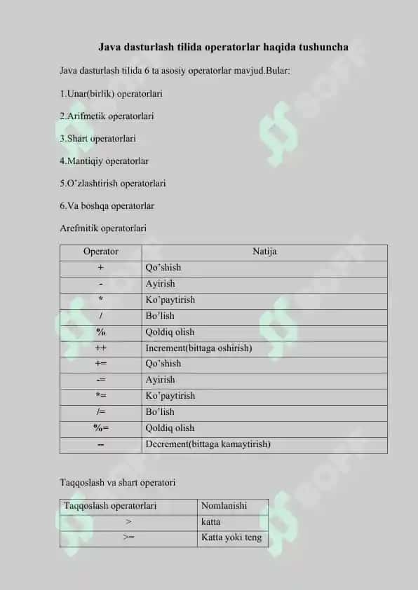 Sikl (for each) operatorlari 3